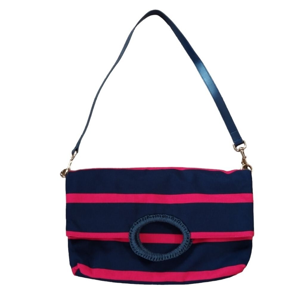 NWOT Talbots Large Nautical Striped Canvas Tote Clutch Shoulder Bag